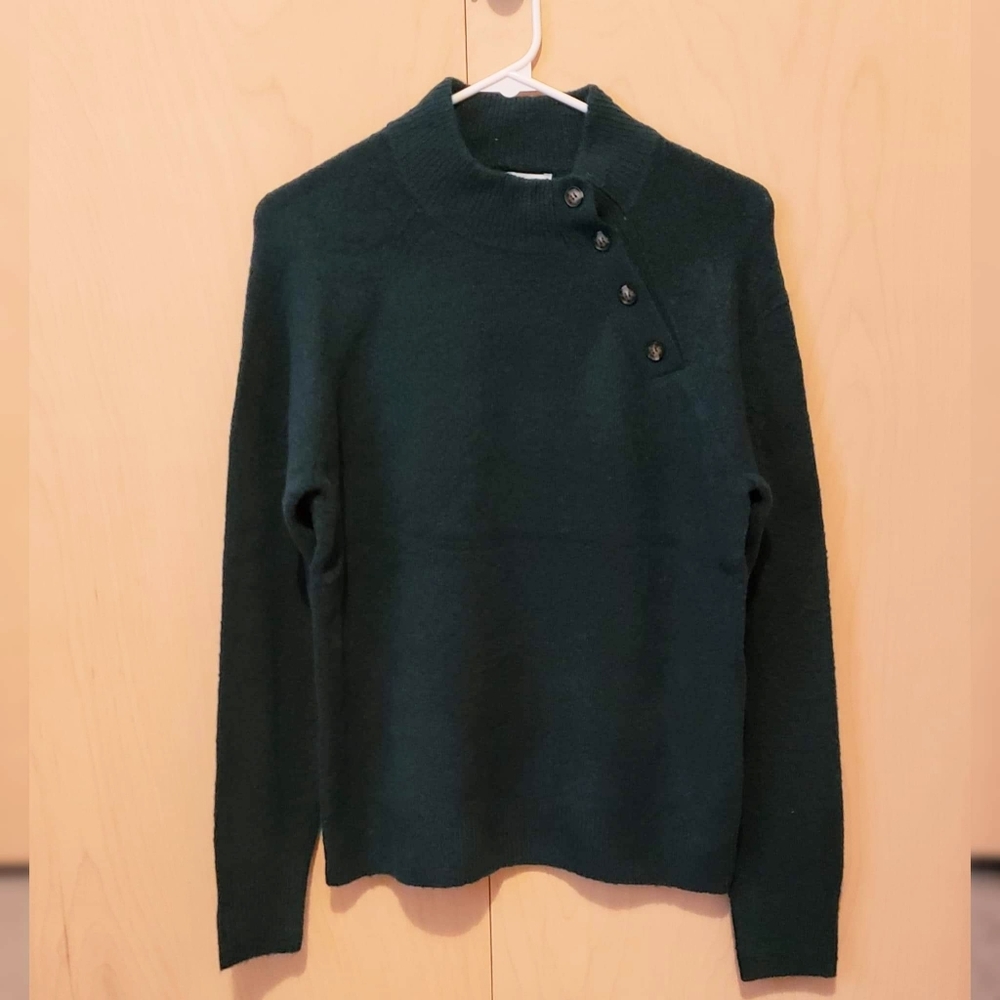 J. CREW FACTORY Sweater Green Long-Sleeve Small Mock Neck Women's NWT